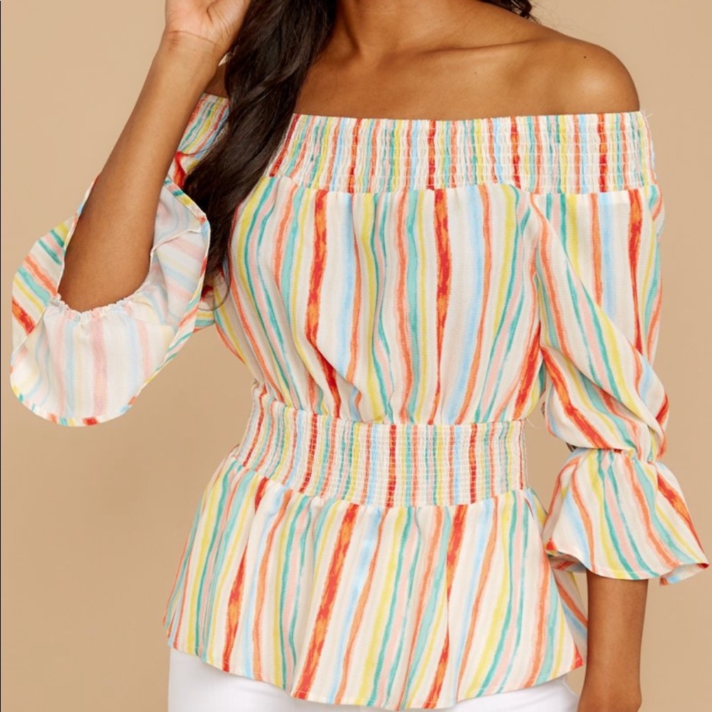 Striped Off the Shoulder Blouse